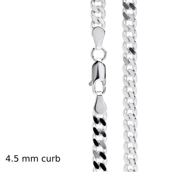 925 Sterling Silver Curb Necklace Chain In Various Lengths With A Gift Bag - Picture 2 of 11